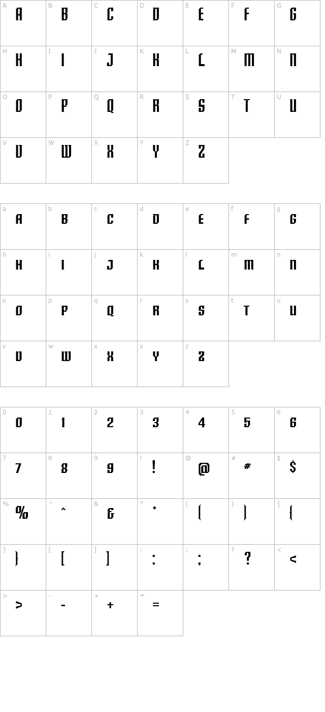 Crucifix S character map