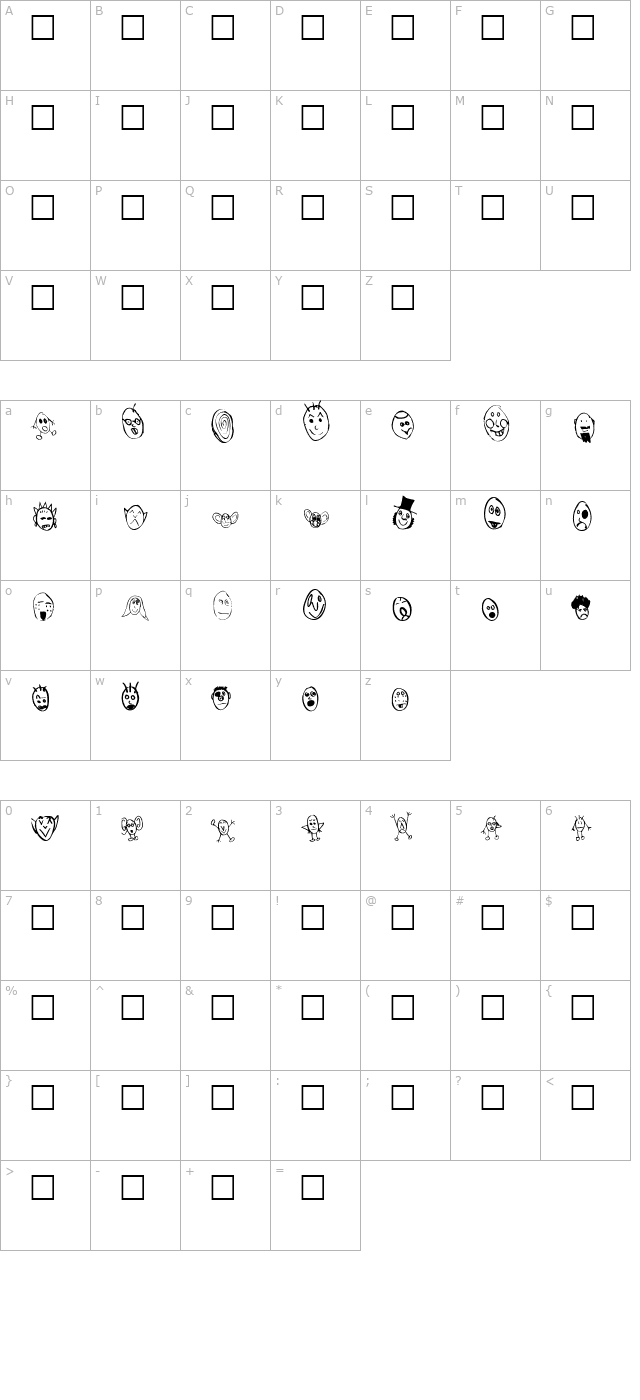 Crud Heads character map