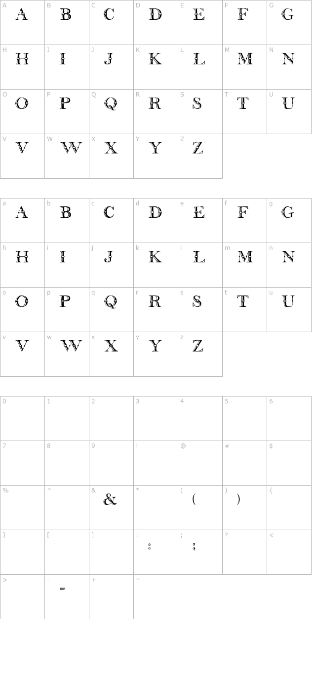 CruiselineDisplayCaps character map