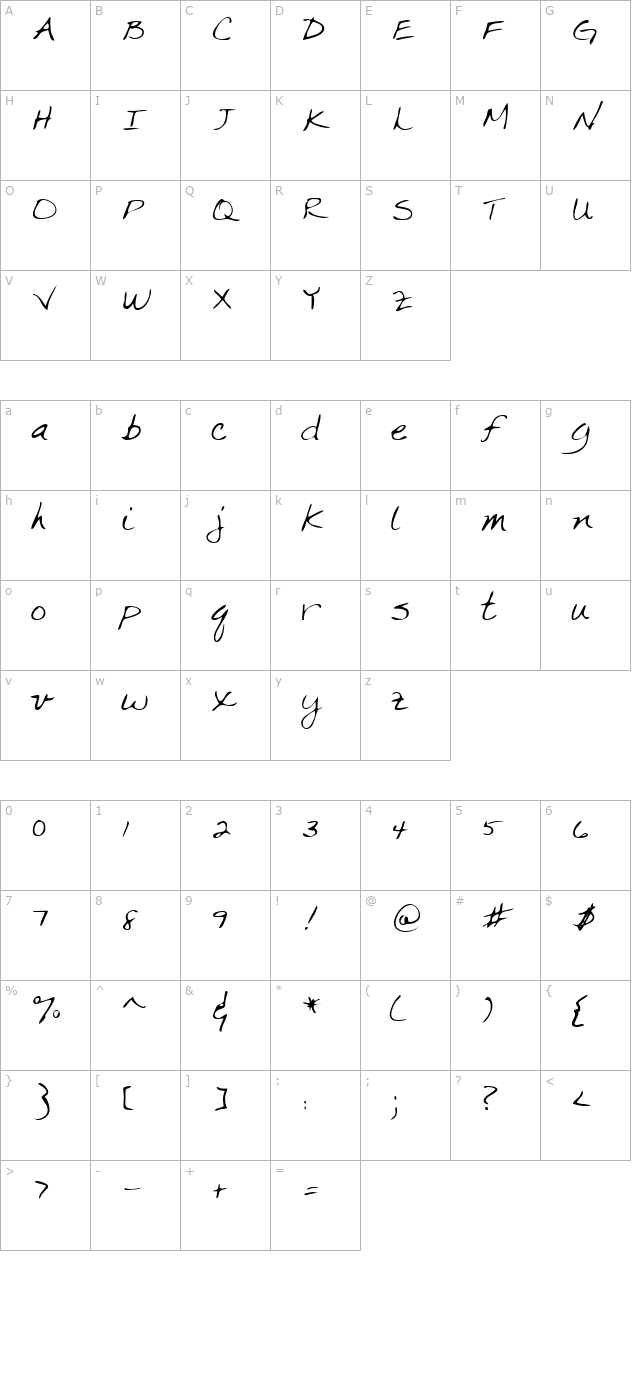 CrystalsHand Regular character map