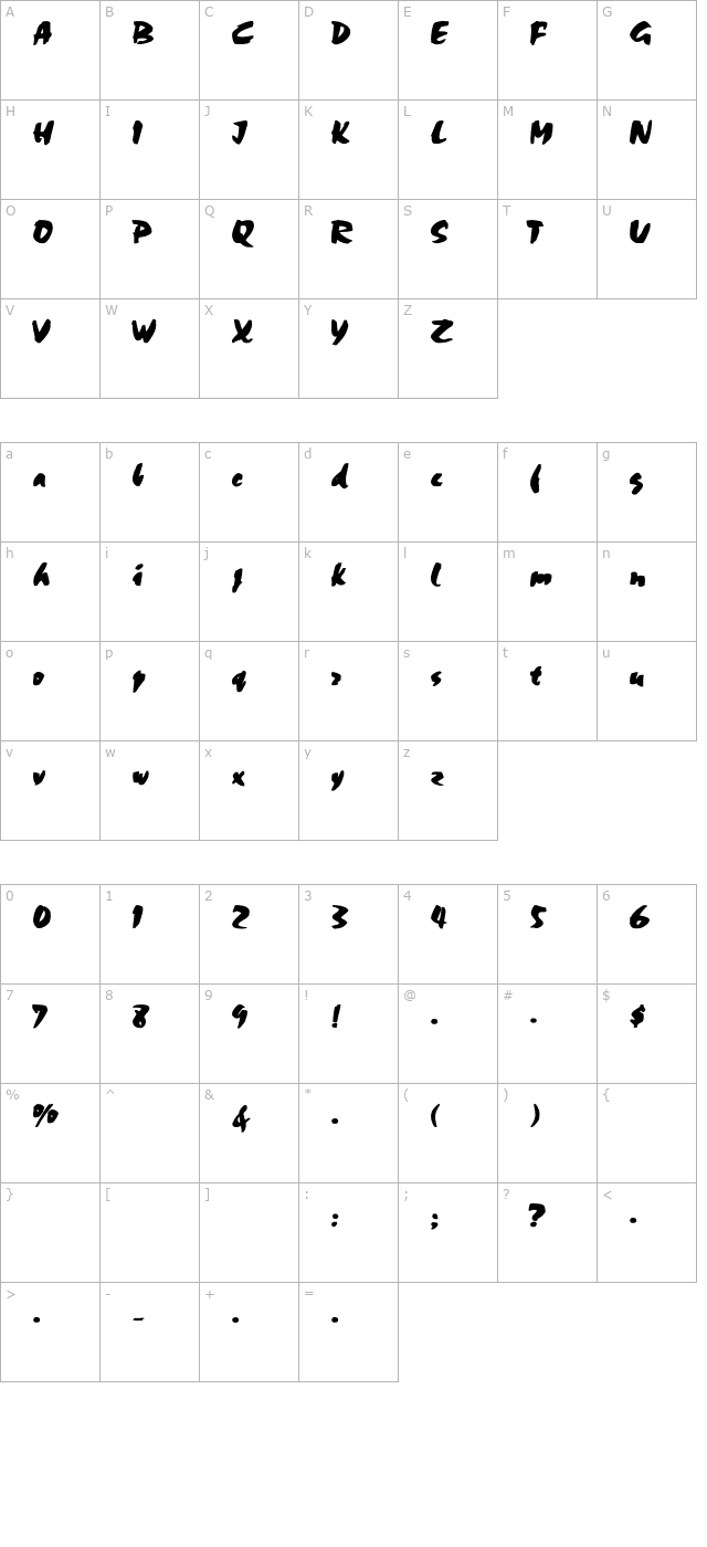 CSD-Chalk-Normal Bold character map