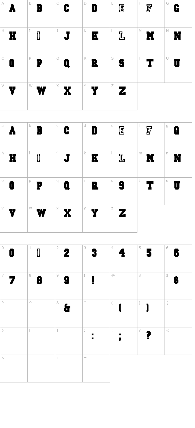 CSD Regular character map