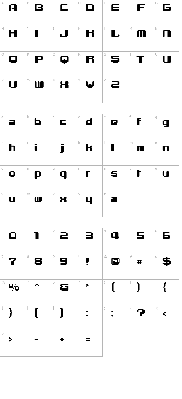 Cube2000 character map