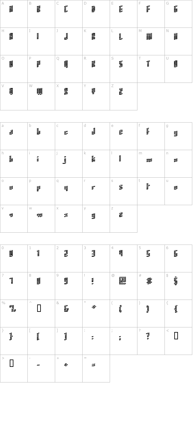 Cubica NegativaBold character map