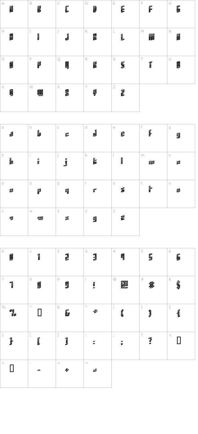 Cubica NegativaMedium character map