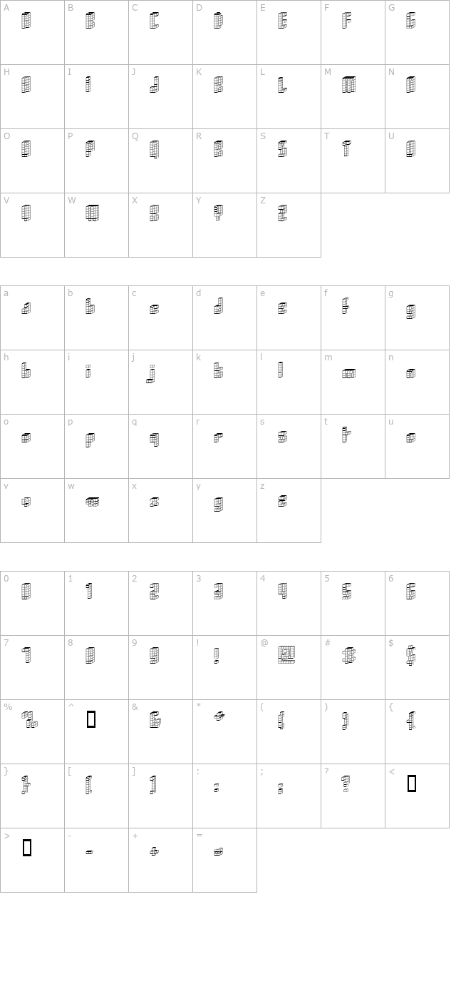 Cubica character map