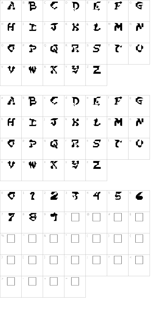 Cubist Dream PD character map