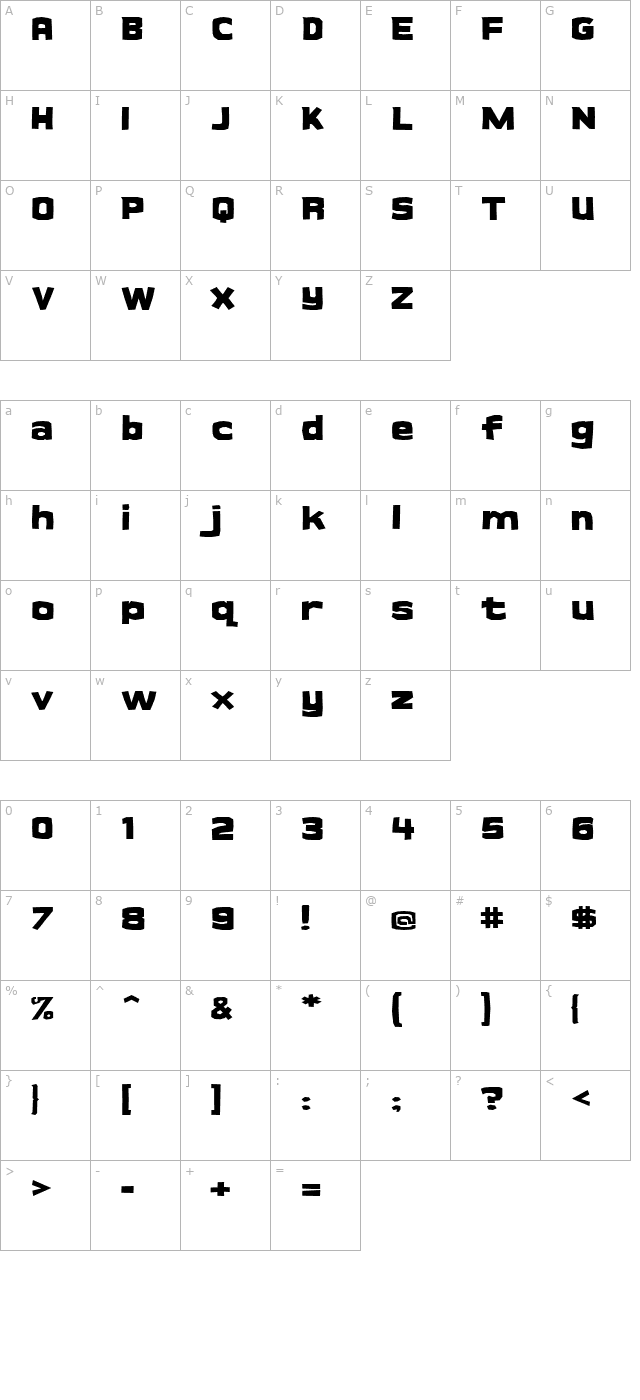 Cueva Thick character map