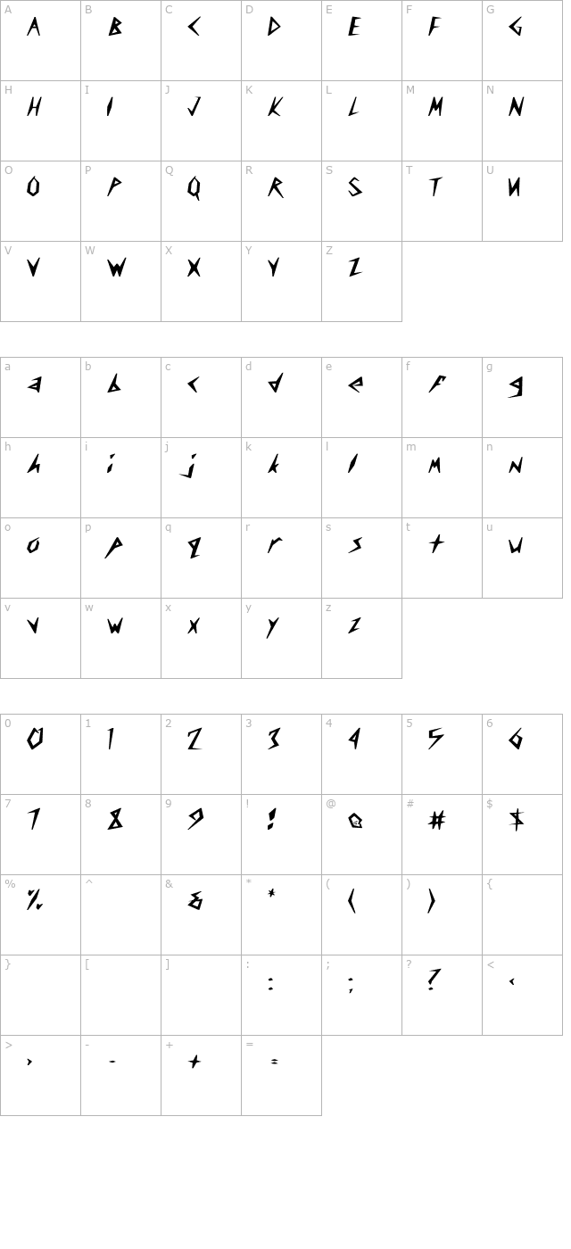 CuneiFont-Light Bold character map