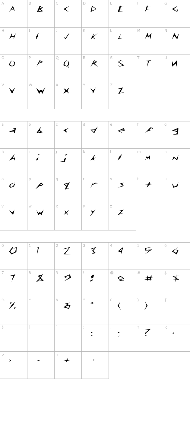 CuneiFont-Light Ex character map