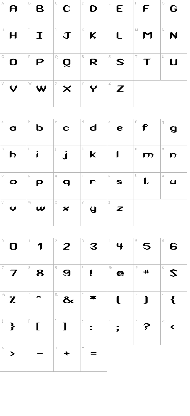 Cuneiform Ex Bold character map