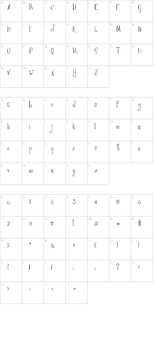 curly-cue character map