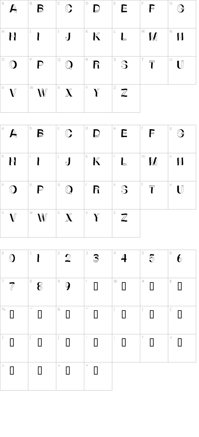 CurlyRibbons character map