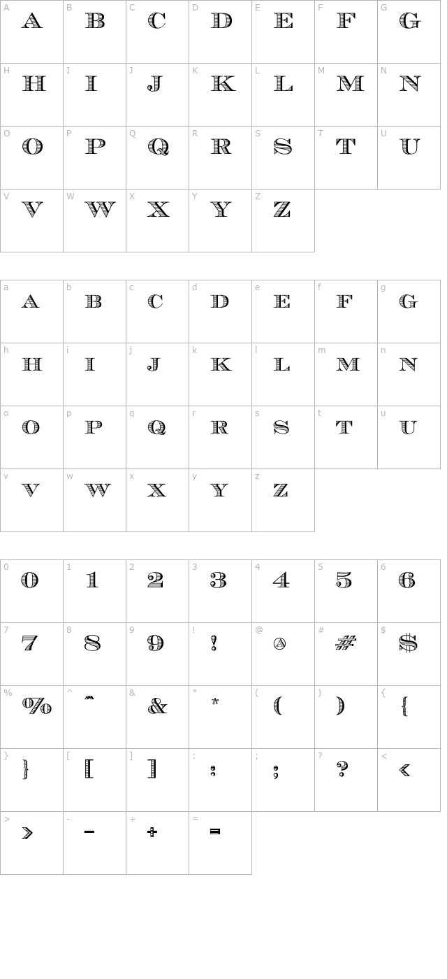 currency-regular character map