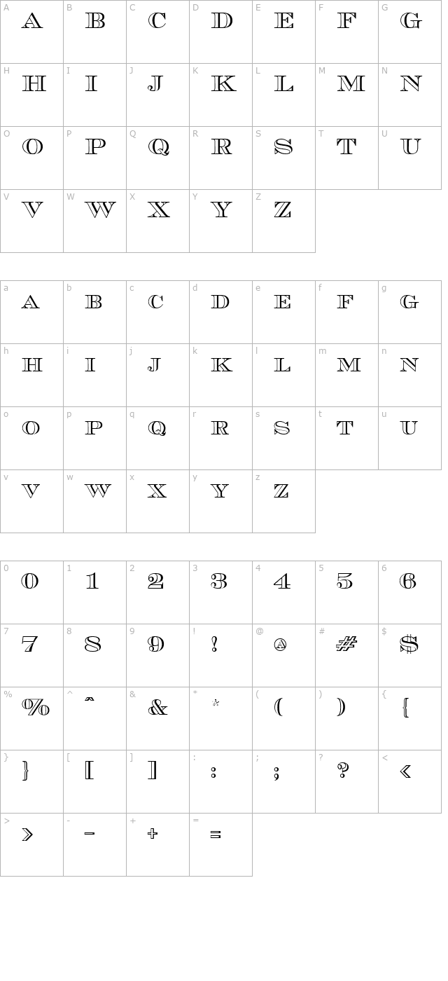 currencyoutline-regular character map