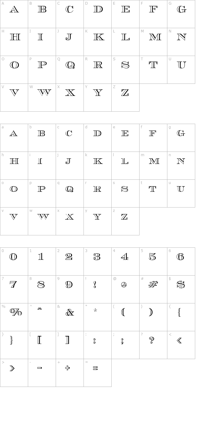 CurrencyOutline character map