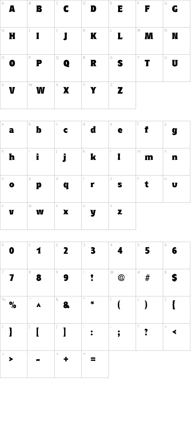 CurvacBlack Regular character map