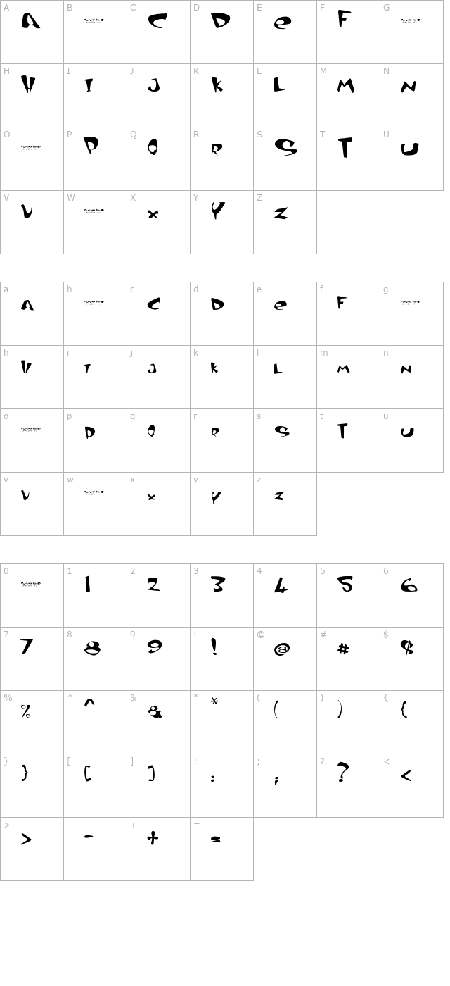 curved-air character map