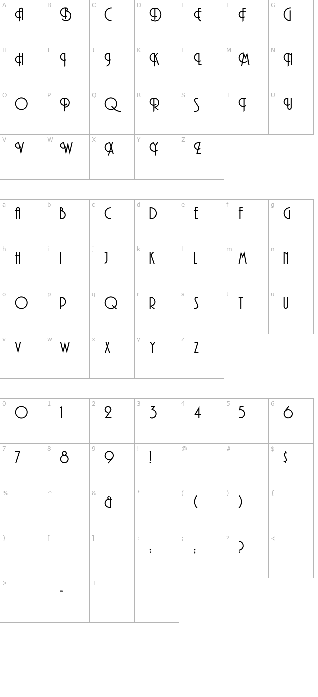 Curvi character map