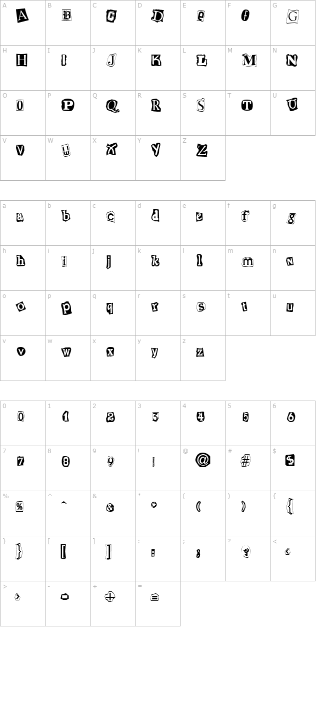 cut-n-paste-regular character map