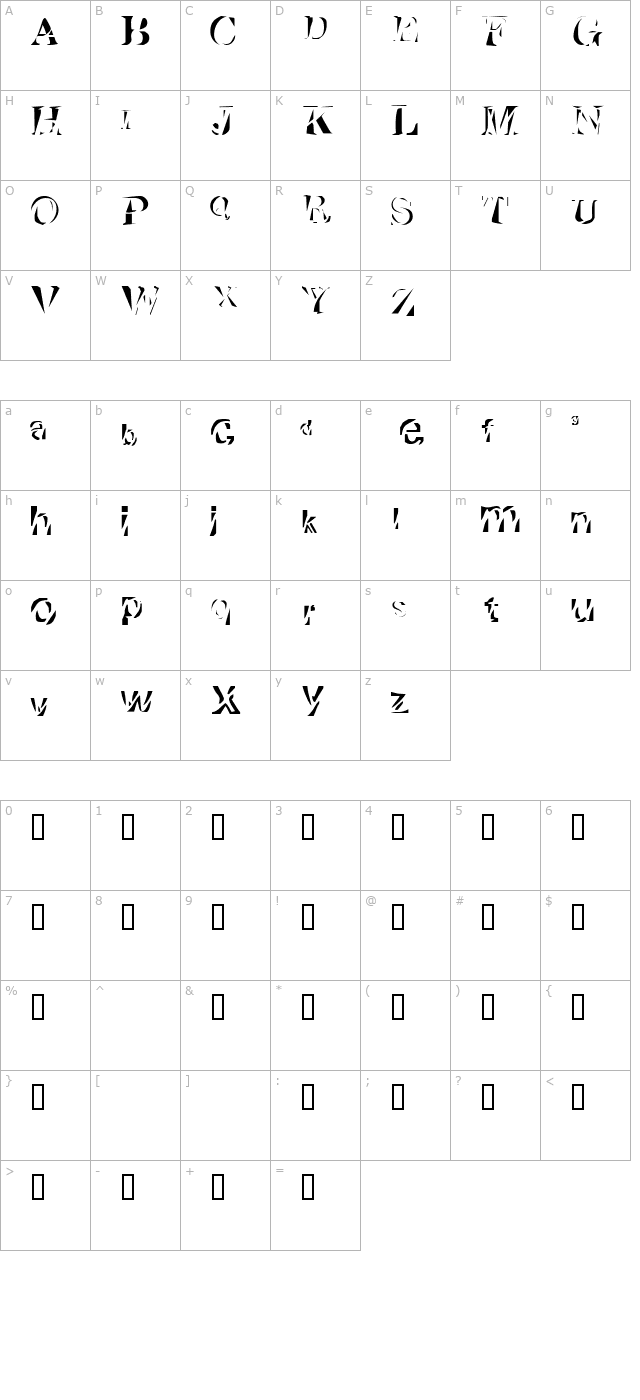 cutted character map