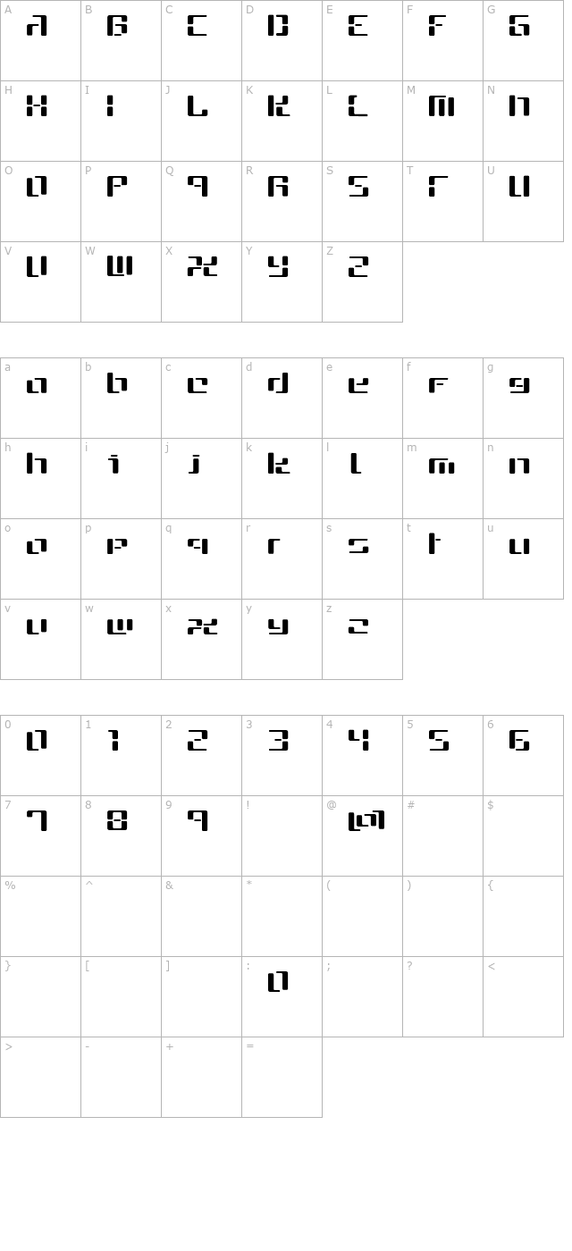 CYBE character map