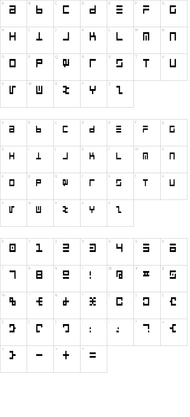 CyberspeakCondensed character map