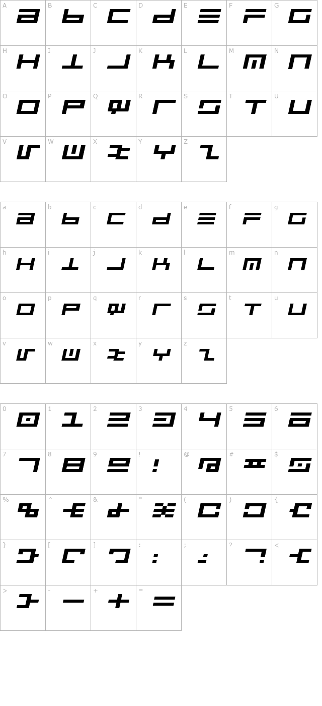 CyberspeakExtended Oblique character map