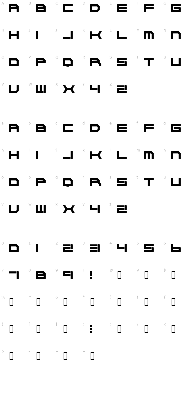 Cyborg 45 character map