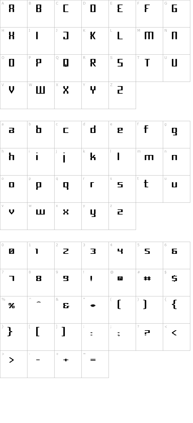 cyborgcondensed character map