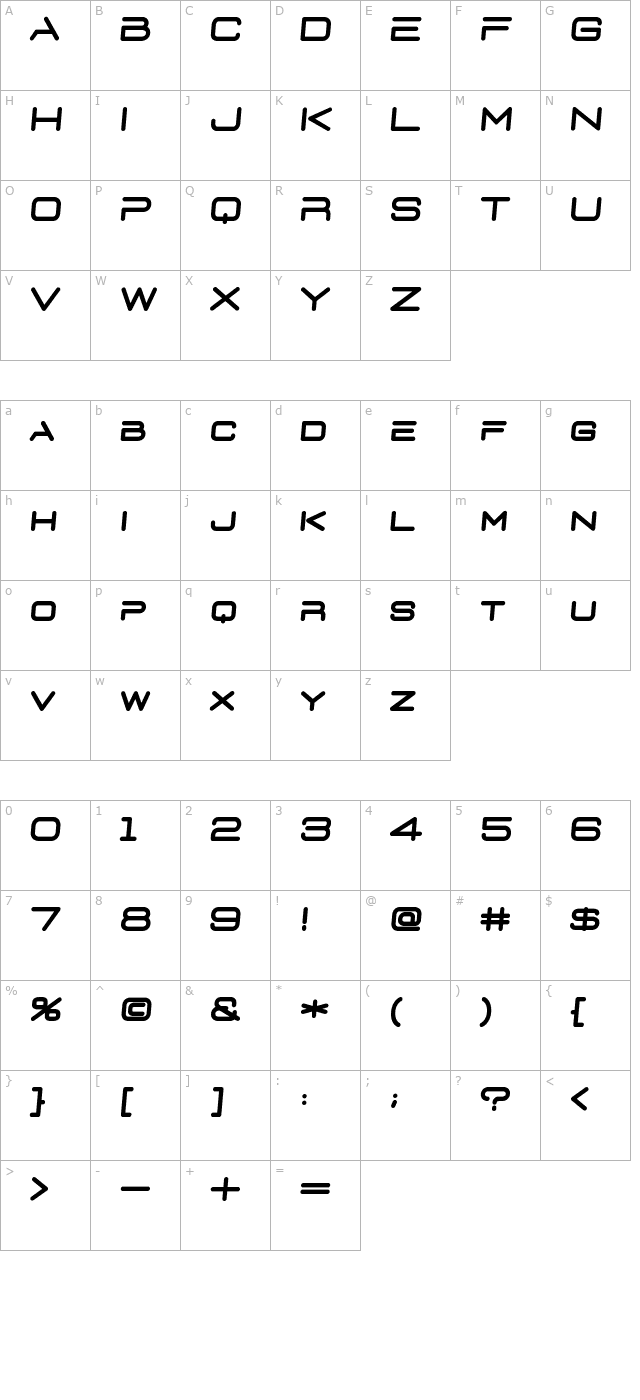 D3 Euronism Bold italic character map