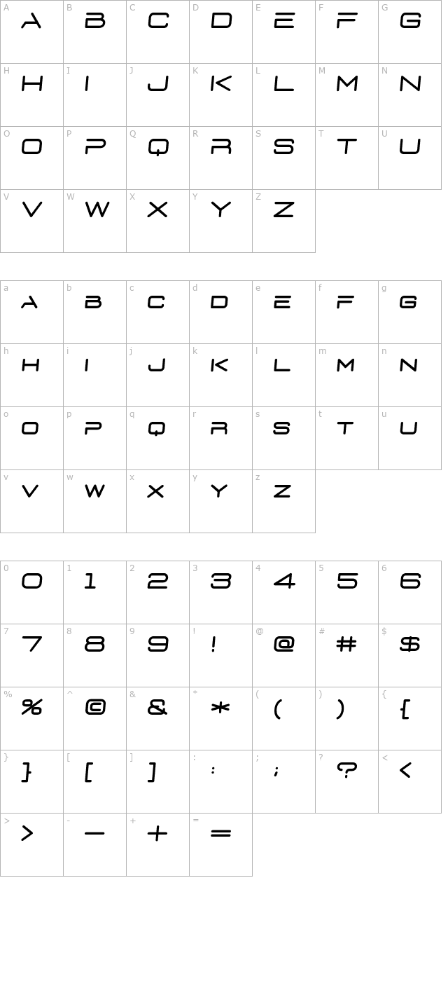 D3 Euronism italic character map