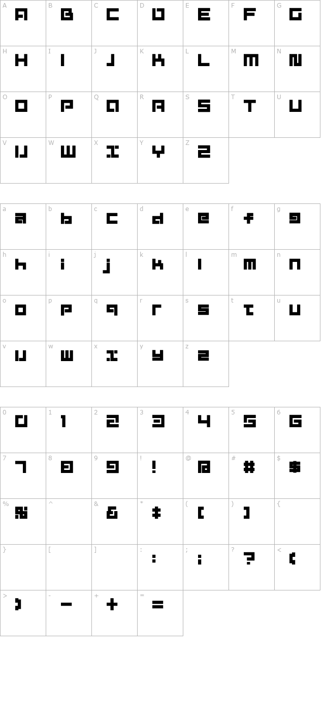 D3 Mouldism Alphabet character map