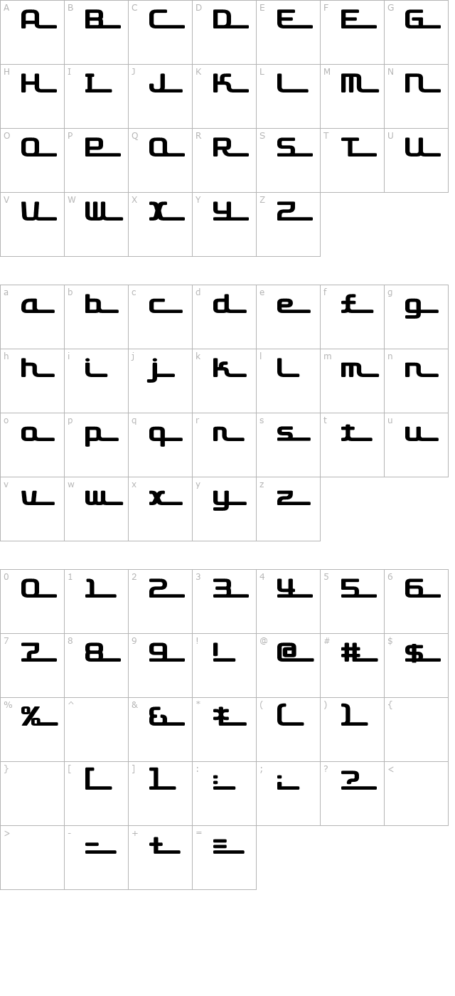 D3 Roadsterism Long character map