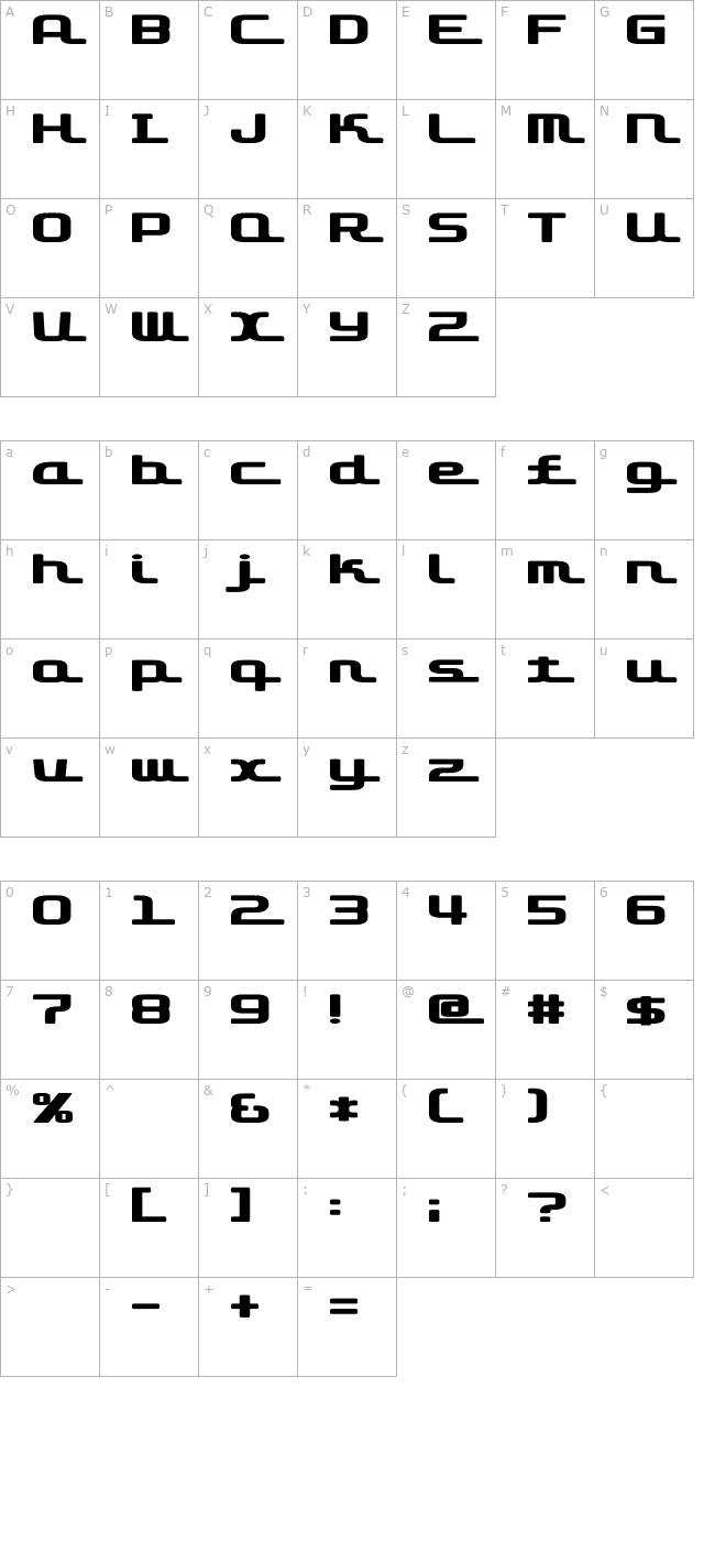 D3 Roadsterism Wide character map