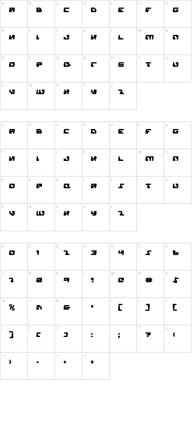 daedalus-condensed character map