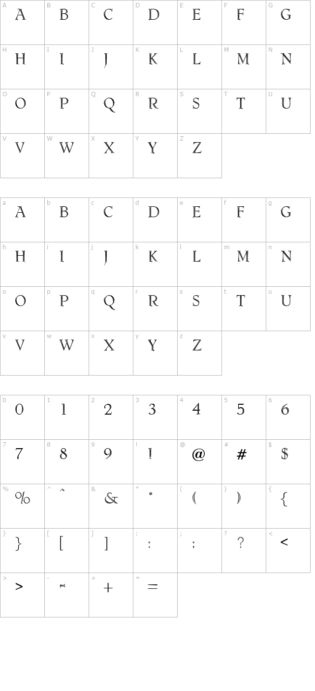 Dagenham-Regular character map