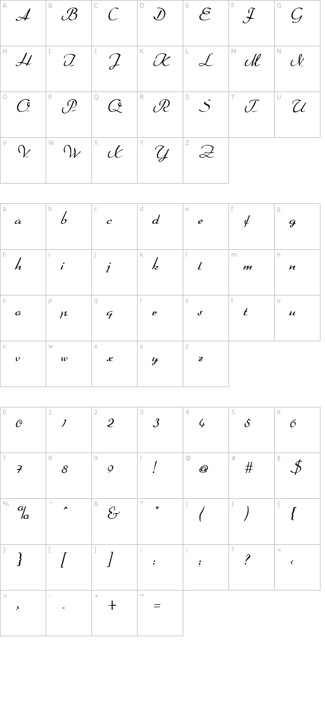 dahrlin-regular character map