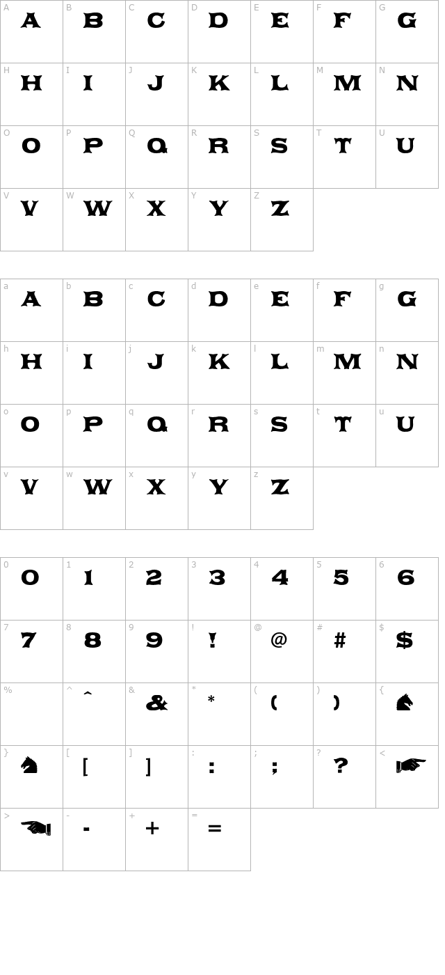 Daisy-Regular OTF character map