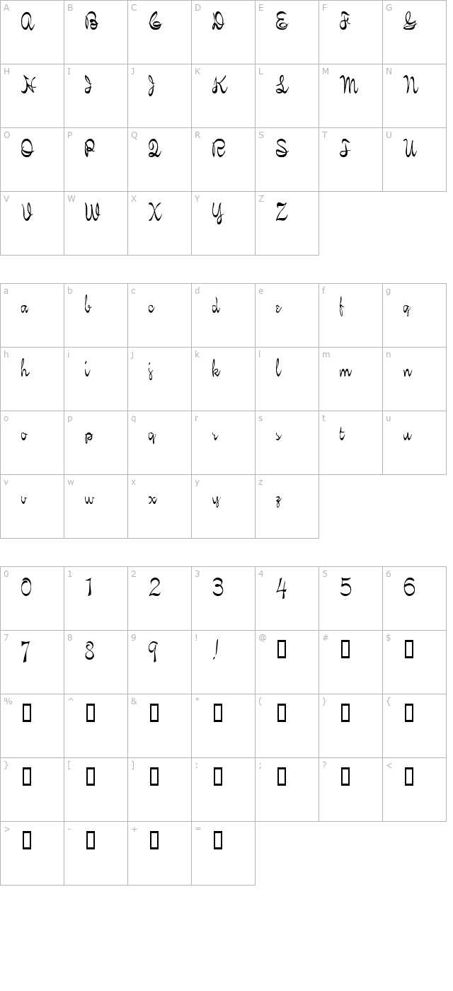 Dalia Normal character map