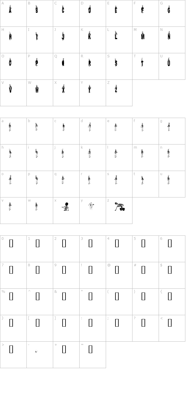 Dancing Dead character map