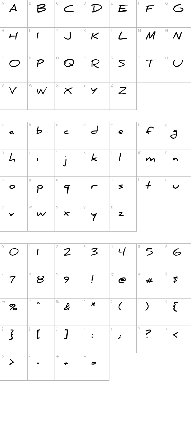 daniel-bold character map