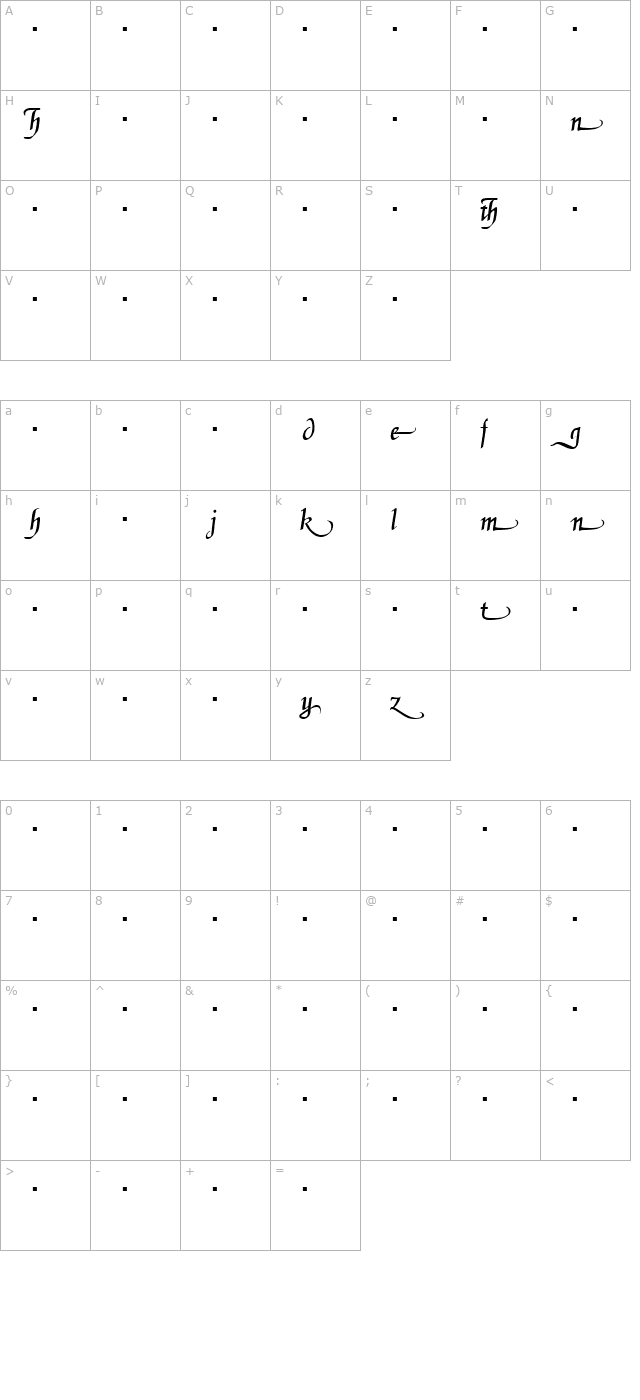 DanielaAlternates Regular character map