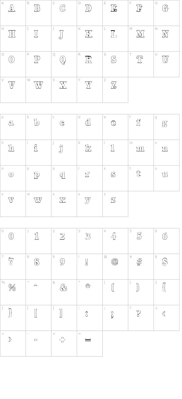 DanielBeckerOutline-ExtraBold character map