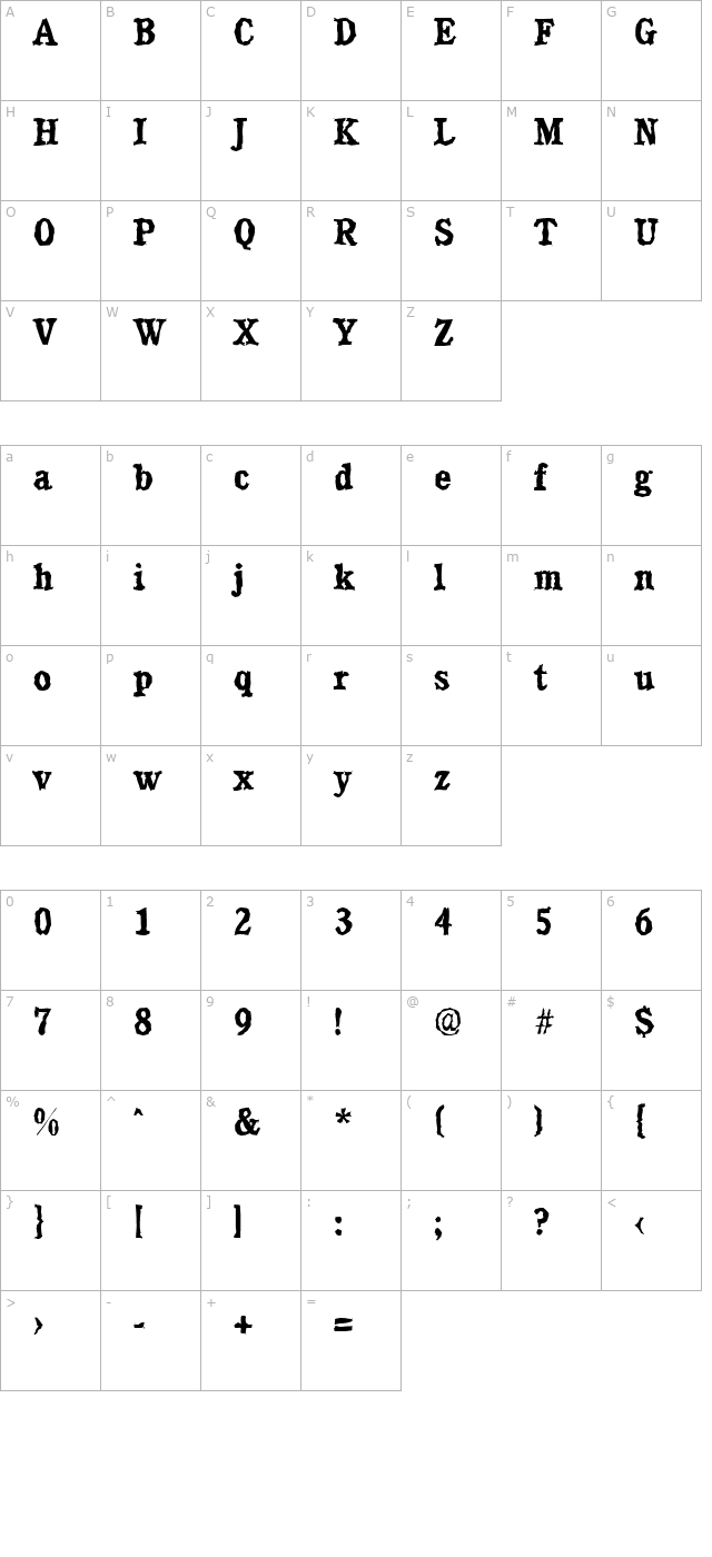 DanielBeckerRandom-Bold character map