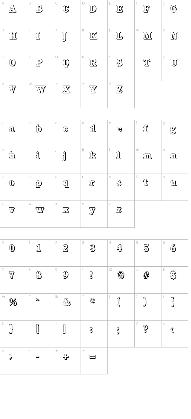 DanielBeckerShadow-ExtraBold-Regular character map