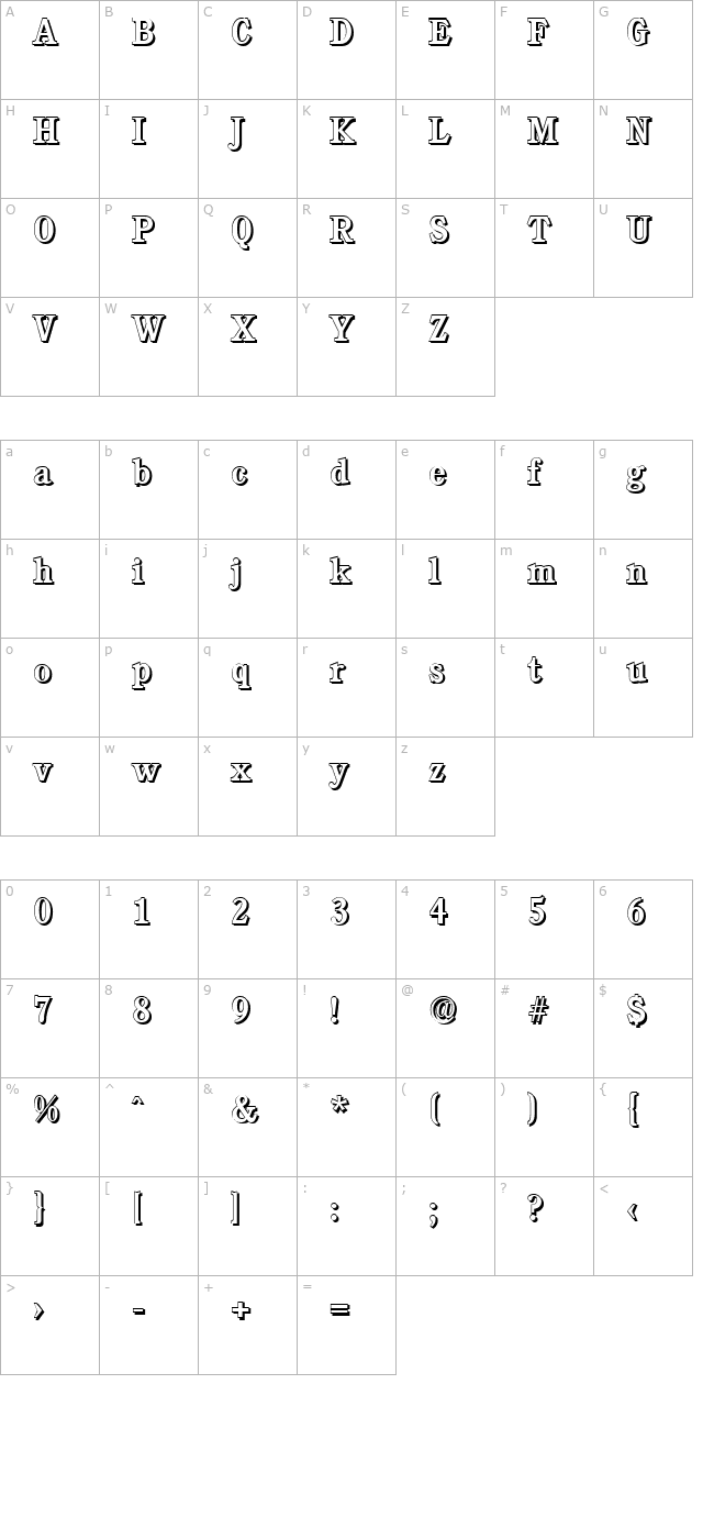 DanielBeckerShadow-Medium-Regular character map