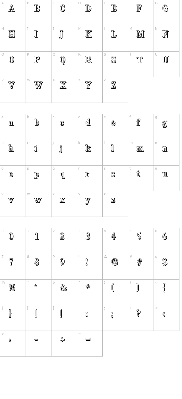 DanielBeckerShadow-Regular character map