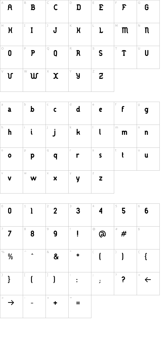 DANOISE-Bold character map