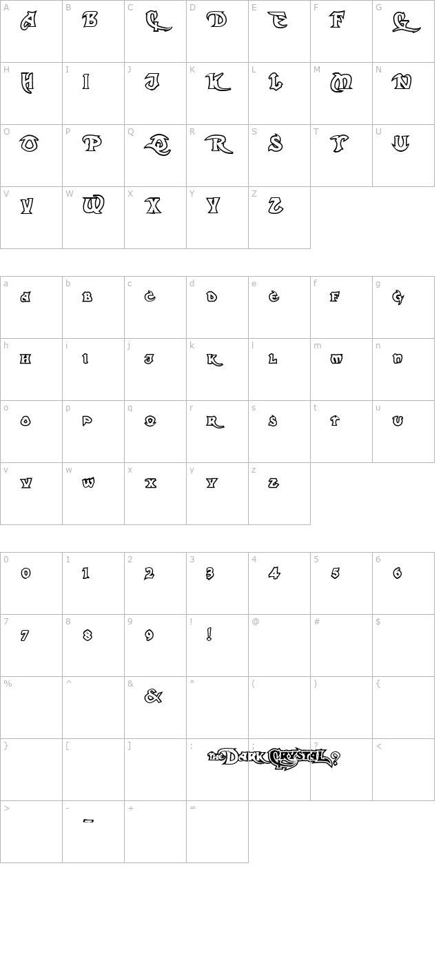 Dark Crystal Outline character map